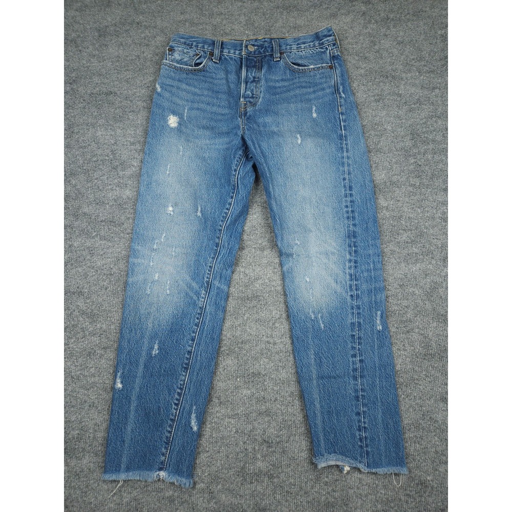 Levi's Distressed White Oak Denim Light Blue Cropped Jeans